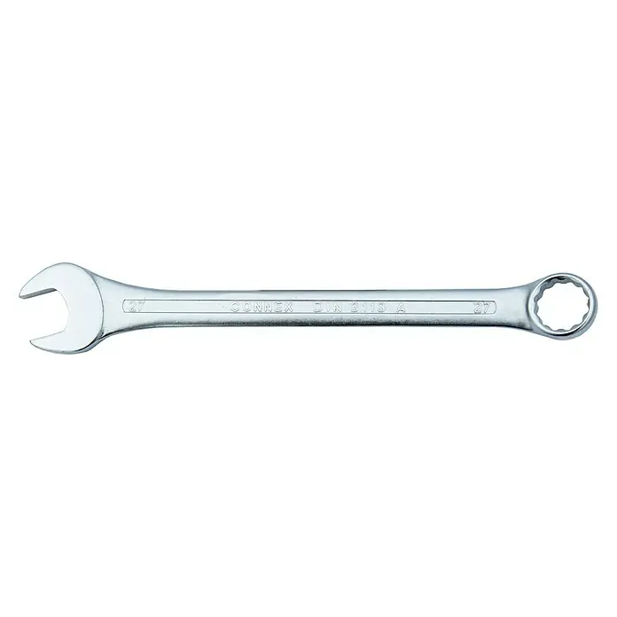 Connex Llave combinada - Ancho de llave: 27 mm - Una llave combinada Connex plateada, tamaño 27, perfecta para trabajos mecánicos y ajuste de pernos.