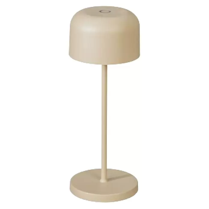 Konstsmide Akku-Tischleuchte Lille Mini - 2,5 W, L x B x H: 7,5 x 7,5 x 20 cm, Sand, Mehrfarbig - Cremefarbene, tragbare Tischlampe mit Kuppelschirm, schlankem Ständer und rundem Fuß.