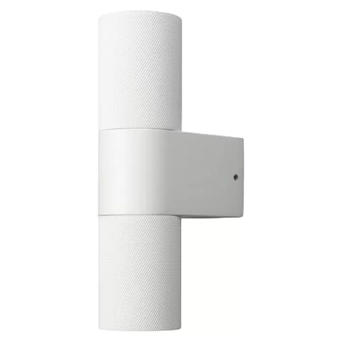 Konstsmide Außenwandleuchte Temi - 14 W, Weiß, IP54 - Weiße Wandleuchte mit zwei zylindrischen, texturierten Lampen für Auf-/Abbeleuchtung.