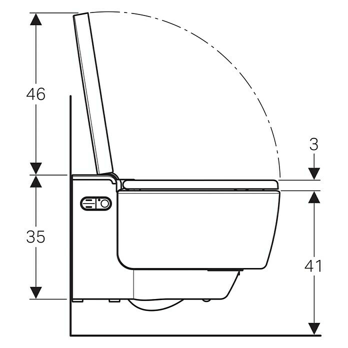 Geberit Wand-Dusch-WC-Set AquaClean Mera ComfortSpülrandlos, Mit schmutzabweisender Glasur, Spülform: Tief, WC Abgang: Waagerecht, Weiß, Chrom Unknown