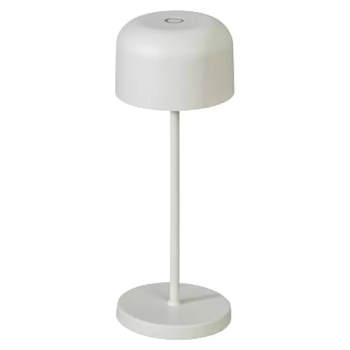 Konstsmide Akku-Tischleuchte Lille Mini - 2,5 W, L x B x H: 7,5 x 7,5 x 20 cm, Weiß, Mehrfarbig - Weiße, moderne Tischlampe mit kuppelförmigem Schirm, dünnem Stiel und rundem Fuß.