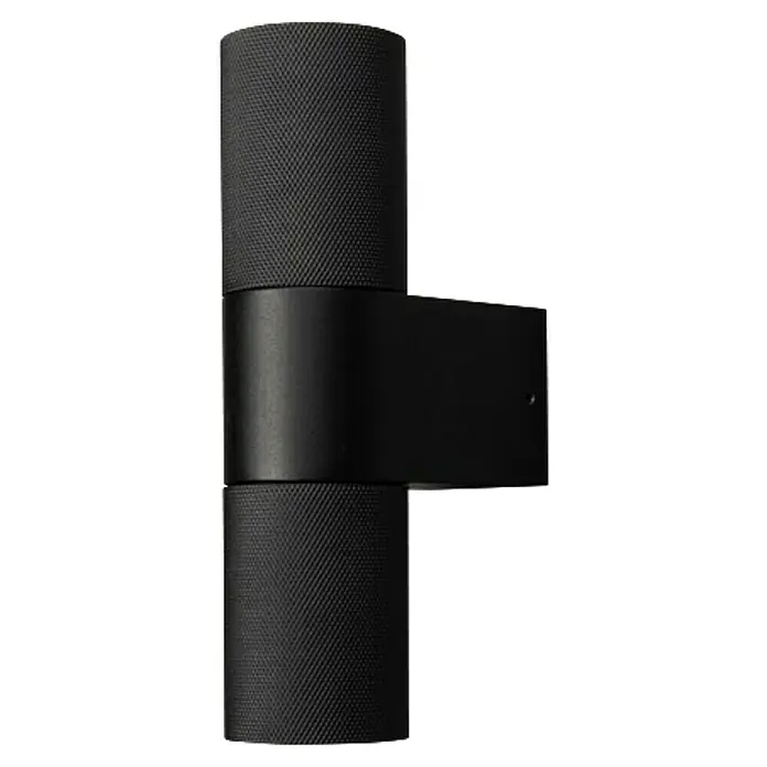 Konstsmide Außenwandleuchte Temi - 14 W, Schwarz, IP54 - Schwarze Wandleuchte mit zylindrischem Design und gerändelter Oberfläche für moderne Innenräume. Stilvolle Beleuchtung.
