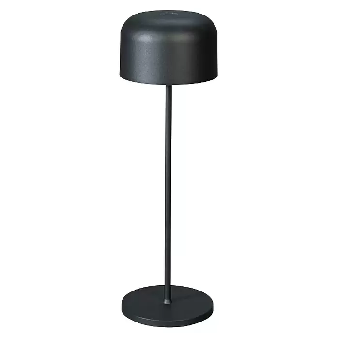 Konstsmide Akku-Tischleuchte Lille - 3,5 W, L x B x H: 11 x 11 x 36 cm, Schwarz, Mehrfarbig - Dunkelgraue Stehleuchte mit rundem Fuß und pilzförmigem Schirm.