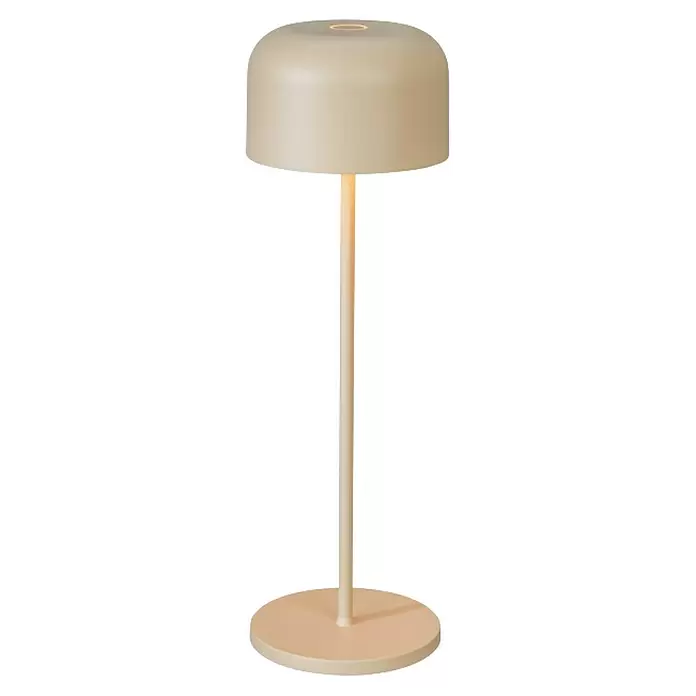 Konstsmide Akku-Tischleuchte Lille - 3,5 W, L x B x H: 11 x 11 x 36 cm, Sand, Mehrfarbig - Cremefarbene Tischleuchte mit Kuppelschirm, schlankem Fuß und rundem Sockel.