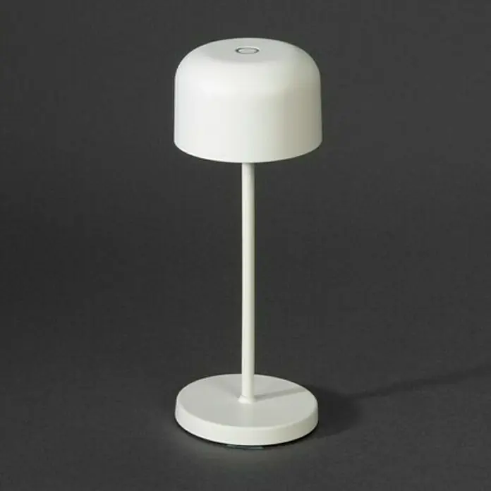 Konstsmide Akku-Tischleuchte Lille Mini - 2,5 W, L x B x H: 7,5 x 7,5 x 20 cm, Weiß, Mehrfarbig - Eine elegante, weiße Tischleuchte mit einem minimalistischen Design, ideal für moderne Innenräume und zur Schaffung einer angenehmen Atmosphäre.