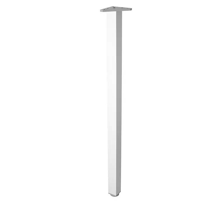 Rei Pata para muebles - L x An x Al: 4 x 8 x 70 cm, Aluminio - Una pata de mesa cuadrada blanca con una placa de montaje triangular. Ideal para proyectos de bricolaje y decoración moderna del hogar.