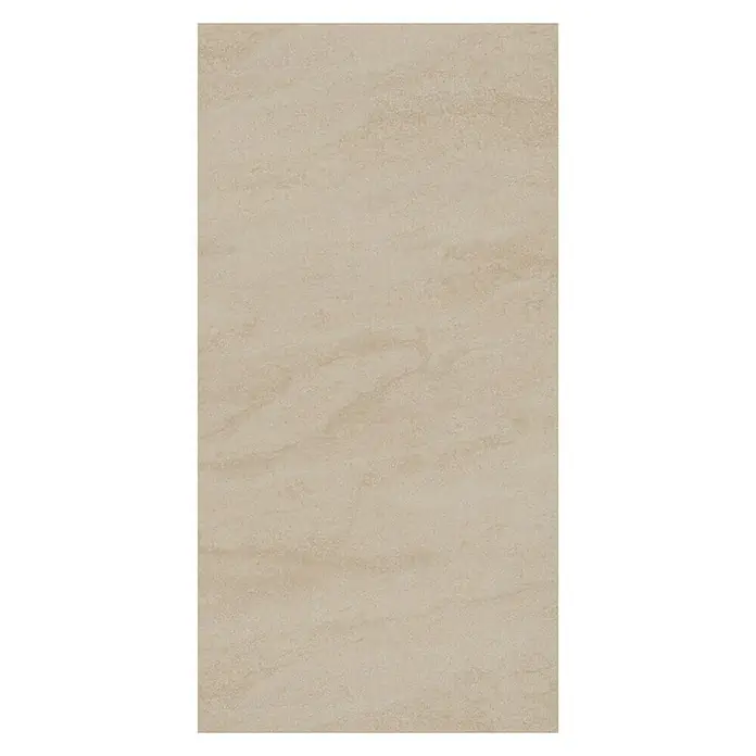 Bariperfil Aqua Revestimiento decorativo Arenisca - 60 x 30 cm, Crema - Imagen de una baldosa rectangular de cerámica color arena con sutiles vetas, ideal para suelos o revestimientos de paredes.