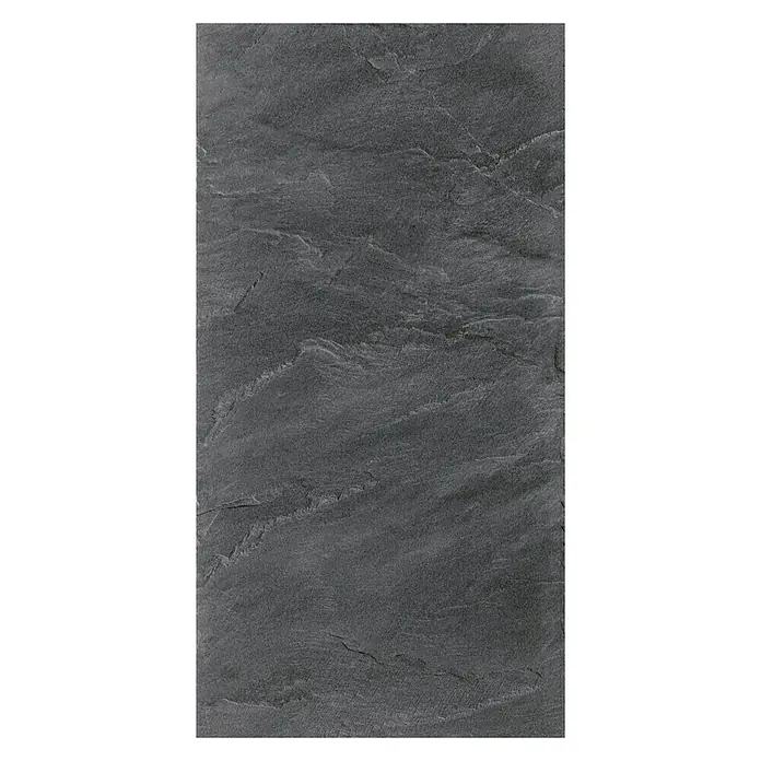 Bariperfil Aqua Revestimiento decorativo Pizarra - 60 x 30 cm, Gris hormigón - Elegante baldosa de gres antracita con aspecto de pizarra natural, perfecta para interiores elegantes. Duradera y fácil de limpiar.