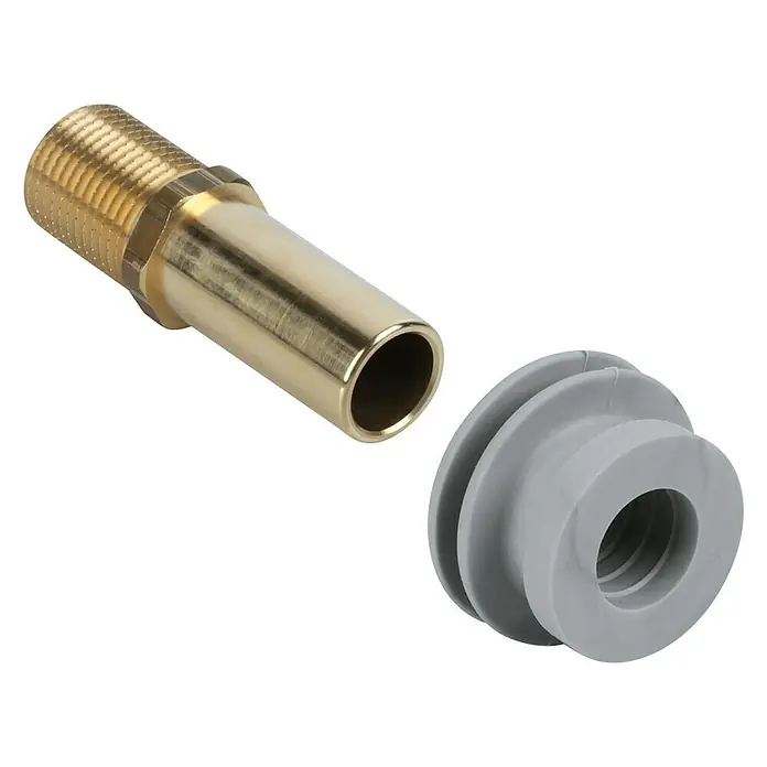 Grohe Einlaufgarnitur - Geeignet für: Urinale - Abgebildet ist ein gerader Schlauchtüllenadapter mit Gewindeanschluss und Dichtung.