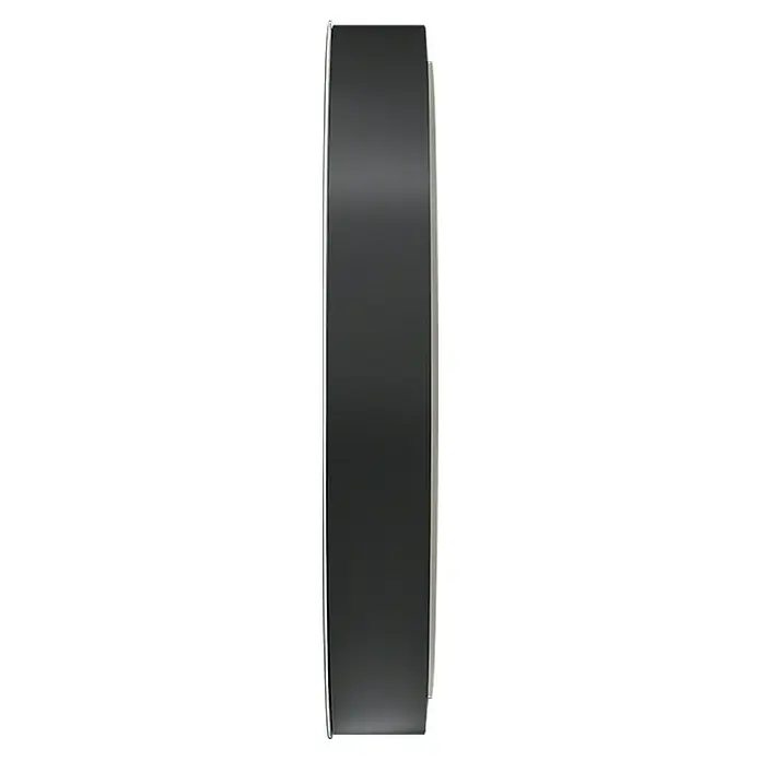 DSK LED-Spiegelschrank Picasso Style - Aluminium, Schwarz - Seitenansicht eines schwarzen Smart Home Gerätes mit schmalem silbernen Rahmen. Das Gerät ist schlank und rechteckig.