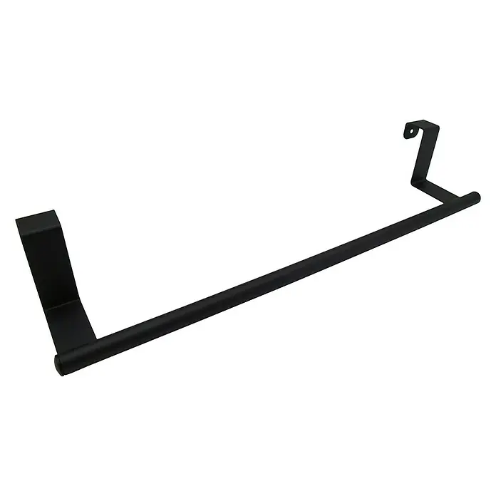 Toallero de gancho para mueble - L x An x Al: 38 x 6 x 9 cm, Acero inoxidable, Negro - Toallero negro diseñado para fijar a puertas, ideal para baños y cocinas, ofreciendo un espacio práctico para toallas y textiles.