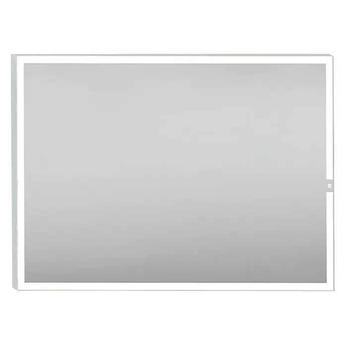 Camargue Espejo con luz Eyra - An x Al: 120 x 80 cm, Acero inoxidable - Un espejo rectangular con iluminación LED para un diseño de baño moderno y elegante.