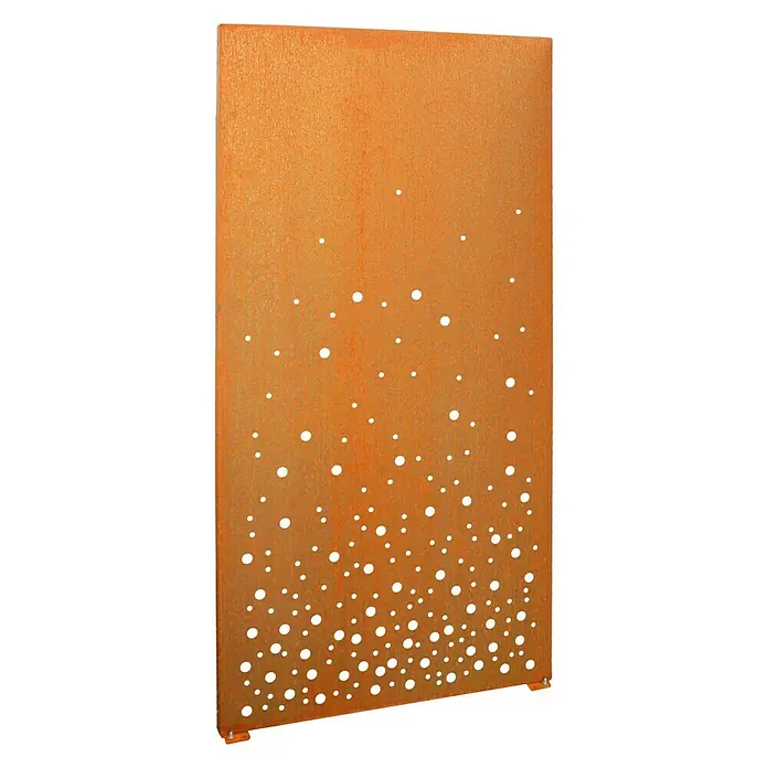 Palatino Space Vertical Sichtschutzelement Vapor - 87 x 180 cm, Edelrost, Vapor - Rostfarbene Sichtschutzwand mit kreisförmigem Lochmuster für den Außenbereich.