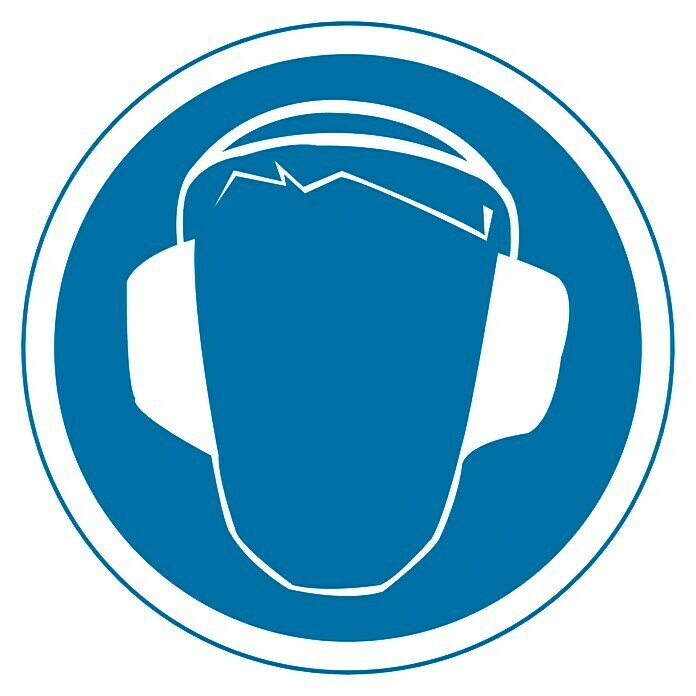 Cartel (Azul / Blanco, Uso obligatorio de protección auditiva)
