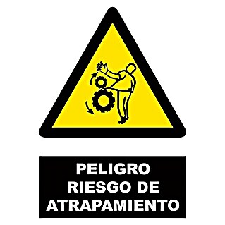 Cartel (Amarillo/Negro, Peligro riesgo de atrapamiento, 23 x 34 cm)
