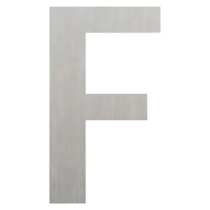 Etiqueta adhesiva troquelada 10 cm - F, Plástico, Plateado, Autoadhesivo - Letra metálica F en mayúsculas. La letra está hecha de metal de alta calidad y añade un toque moderno.