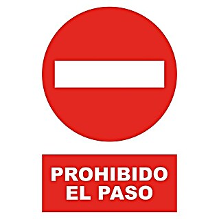 Cartel PRR3055 (Rojo/Blanco, Prohibido el paso, 23 x 34 cm)