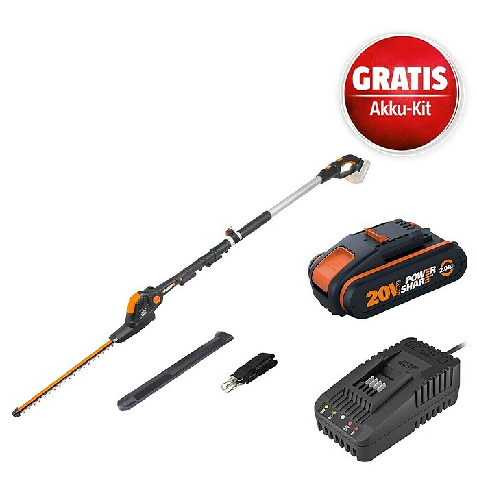 Worx PowerShare 20V Maschinenpaket (Teleskop-Heckenschere WG252E.9, Akku & Schnellladegerät) | BAUHAUS