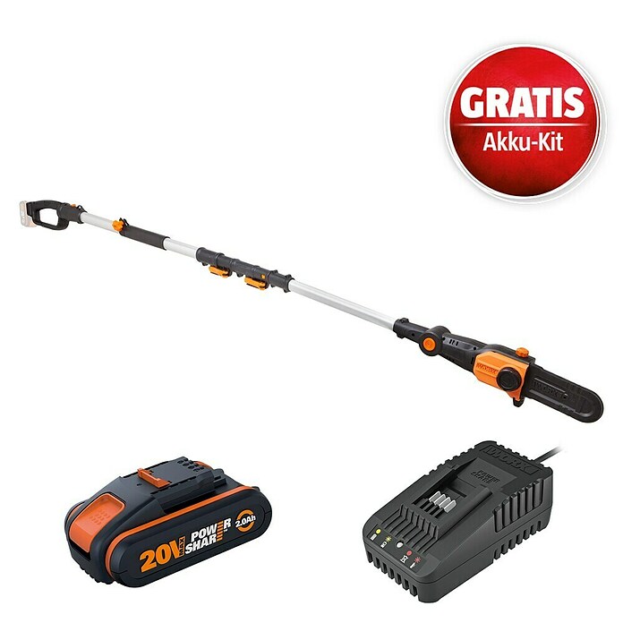 Worx PowerShare 20V Maschinenpaket (Akku-Hochentaster WG349E.9, Akku & Schnellladegerät) | BAUHAUS