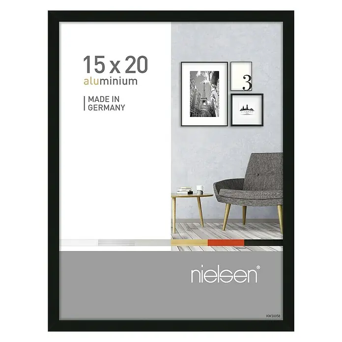 Nielsen Alurahmen Pixel - 15 x 20 cm, Schwarz - Schwarzer Nielsen-Aluminium-Fotorahmen 15x20 cm, ideal für stilvolle Wanddekoration und zur Präsentation von Lieblingsfotos.