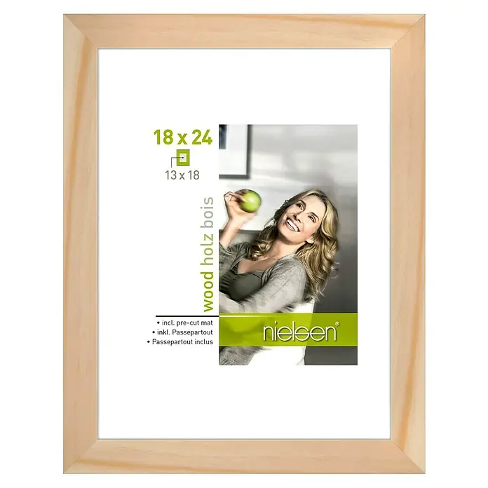 Nielsen Holzrahmen Apollo - 18 x 24 cm, Natur - Ein naturfarbener Holzrahmen der Marke Nielsen, ideal für Fotos und Bilder in den Größen 18x24 und 13x18 cm.