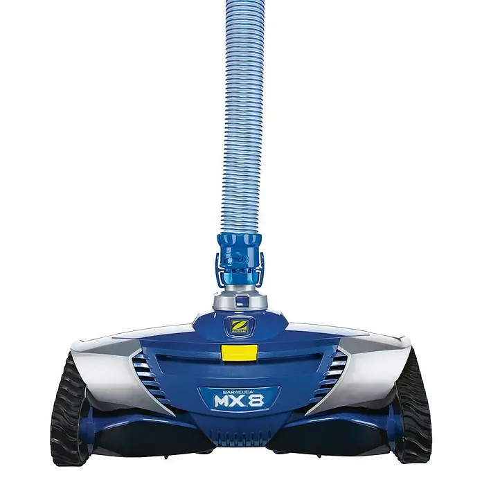 Zodiac Robot de piscina MX8 - Hidráulica, Piscinas hasta 1200 x 600 cm, 14 m³/h - El limpiafondos Zodiac Baracuda MX8 cuenta con orugas y una manguera espiral para una limpieza eficiente.