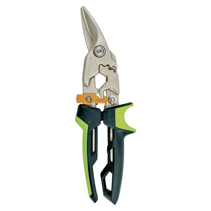 Fiskars PowerGear Tijeras para chapa - Largo: 29 cm, Longitud de corte: 38,1 mm, Acero inoxidable, Negro/Verde - Las tijeras de hojalatero Fiskars cuentan con un diseño de mango ergonómico y hojas de alta calidad, lo que las convierte en una herramienta indispensable.