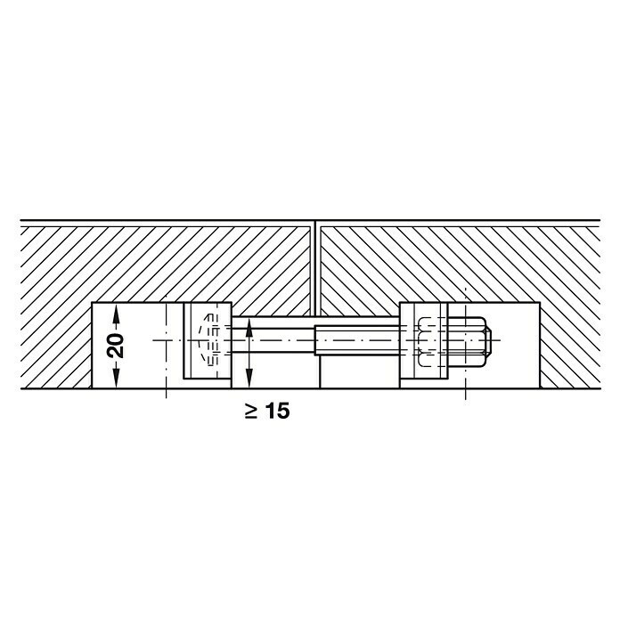 Häfele ArbeitsplattenverbinderLänge: 65 mm Front View