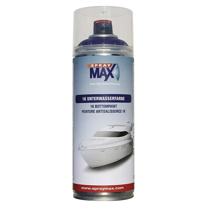 SprayMax Unterwasserfarbe 1k - Blau, 400 ml - SprayMax 1K Unterwasserfarbe: Das ideale Spritzwerkzeug für Boote. Schützt vor Salissuren und sorgt für langanhaltenden Schutz unter Wasser.