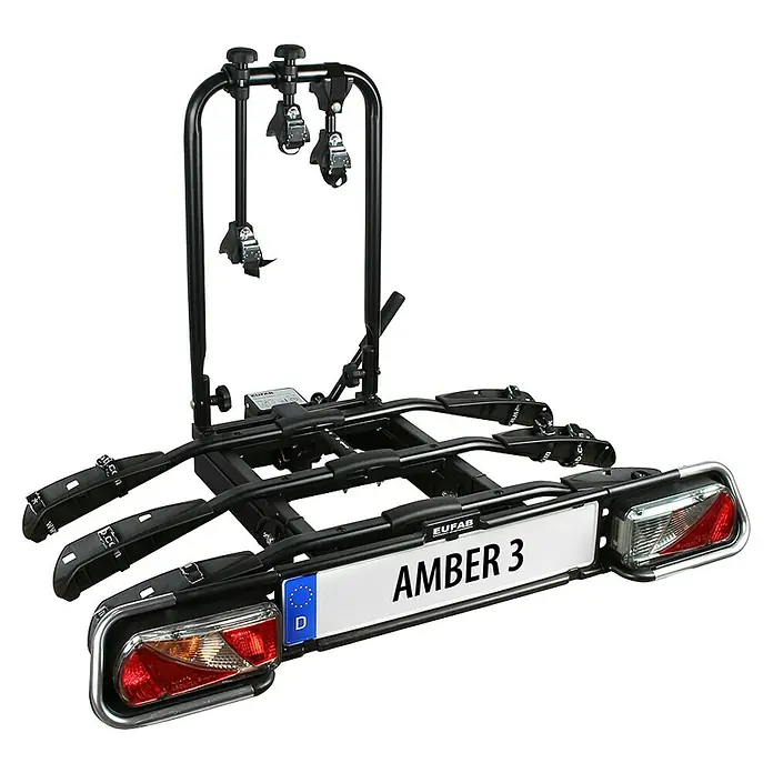 Eufab Fahrradträger Amber III - Geeignet für: 3 Fahrräder, Passend für: Fahrzeuge mit Anhängerkupplung - Abbildung eines Eufab Amber 3 Fahrradträgers für die Anhängerkupplung.