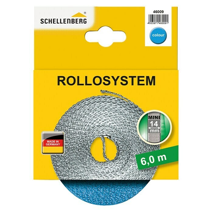 Schellenberg Rollladengurt (Hellblau, Länge: 6 m, Gurtbreite: 14 mm)