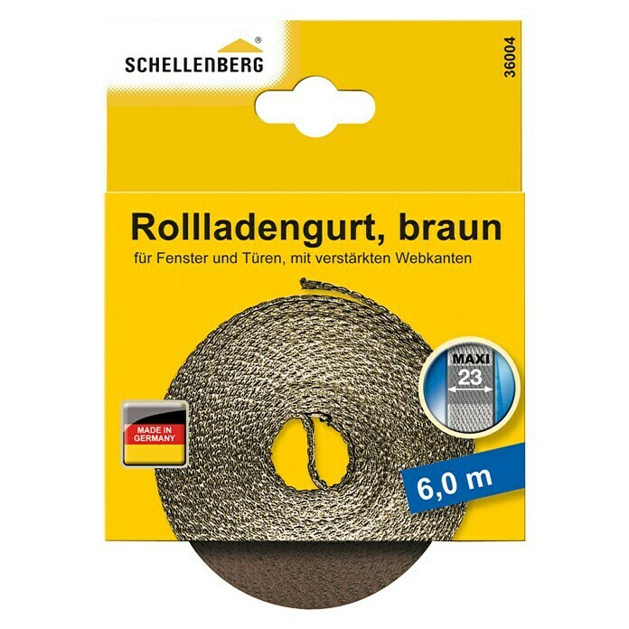 Schellenberg RollladengurtBraun, Länge: 6 m, Gurtbreite: 23 mm Front View