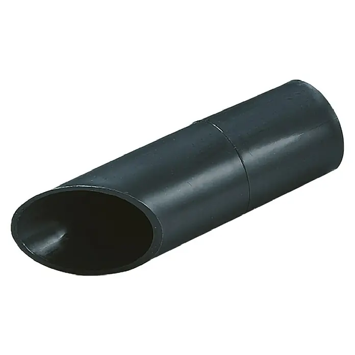 Thomas Nass-Trockensauger Inox 1520 Plus - 1.500 W, Behältervolumen: 20 l - Das Bild zeigt einen schwarzen Fugendüse für Staubsauger, der für schwer zugängliche Stellen geeignet ist. Die Düse ist aus Kunststoff und hat eine ovale Öffnung.