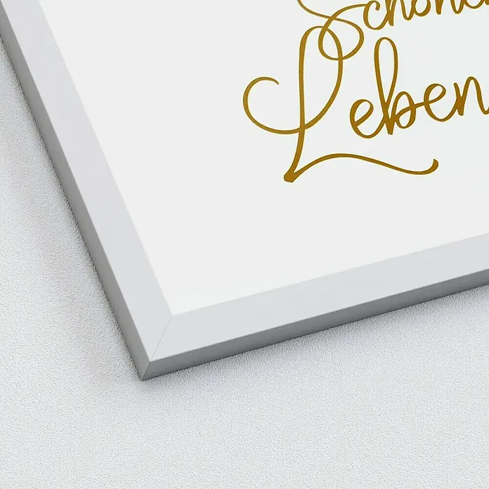 ProArt Bild - Schönes Leben, B x H: 33 x 33 cm - Nahaufnahme eines gerahmten Wandbilds mit goldenem Schriftzug "Schönes Leben" auf weißem Grund, ideal als stilvolle Dekoration.
