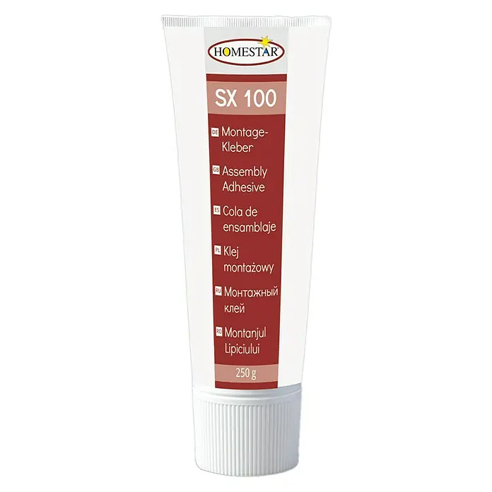 Montagekleber SX 100 - 250 g - Bild einer Tube Homestar SX 100 Montagekleber, ideal für verschiedene Montagearbeiten im Haus und im Handwerk.