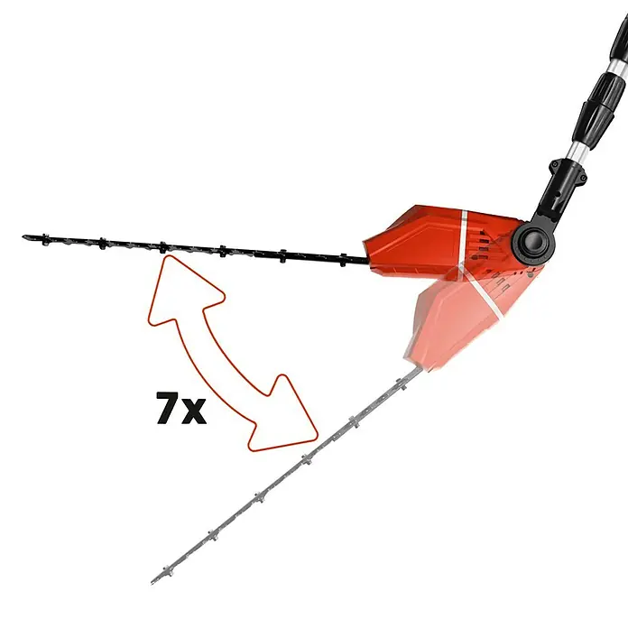 Einhell PXC 18V Multiherramienta de batería GE-HC 18 Li T - 18 V, Iones de litio, Sin batería - Imagen de un cortasetos ajustable que ofrece flexibilidad y precisión en la poda de setos.