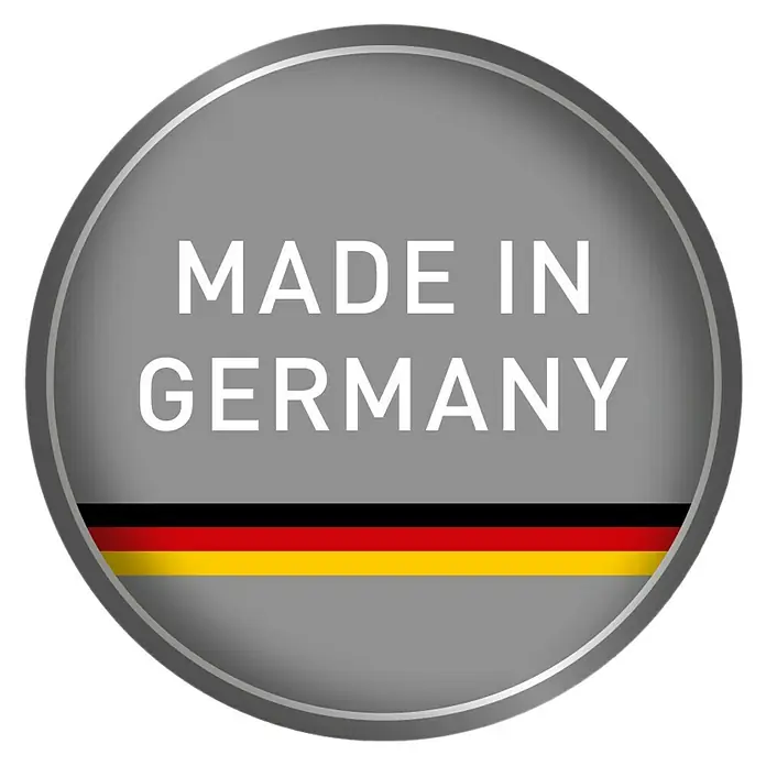Thomas Waschsauger Boxer - 1.400 W, Behältervolumen: 6 l - Grauer Aufkleber mit der Aufschrift „Made in Germany“ und den Farben der deutschen Flagge, der die Qualität deutscher Produkte hervorhebt.