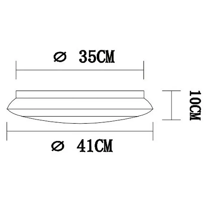 Lavida LED-Deckenleuchte rund Fondi - 28 W, Ø x H: 41 x 10 cm, Weiß - Skizze einer Deckenleuchte mit einem Durchmesser von 35 cm oben und 41 cm unten sowie einer Höhe von 10 cm.
