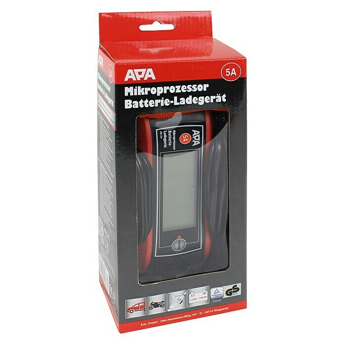 APA Batterie-Ladegerät 6/12 V (Ladestrom: 5 A, Geeignet für:  AGM-/Gel-/Nass-/Blei-Säure-Batterien 6/12 V)
