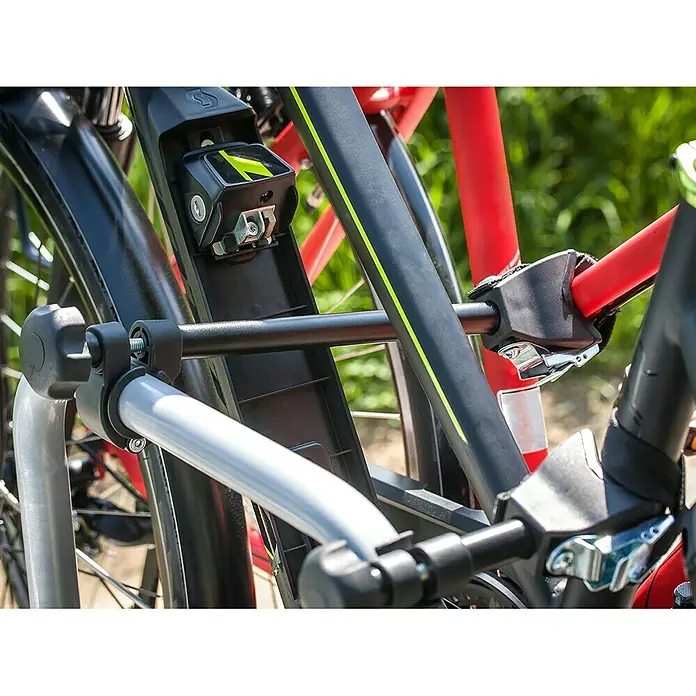 Eufab Rahmenhalter - Lang, Durchmesser: 30 mm - 8,5 mm, 30 cm - Nahaufnahme eines Fahrradträgers für den Transport von Fahrrädern.
