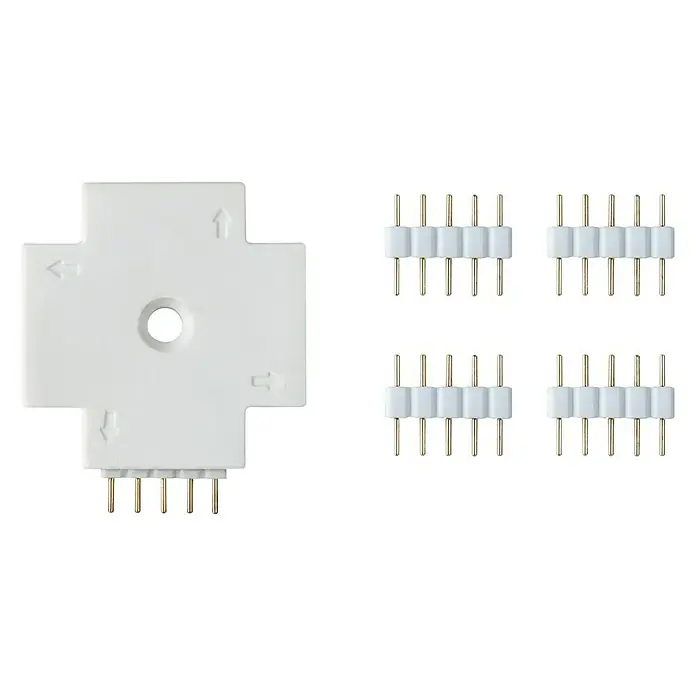 Paulmann MaxLED Verbinder X-Connector - Kunststoff - Weißer LED-Streifen-Verbinder mit vier Anschlüssen und vier Stecker-Sets zur einfachen Installation von LED-Beleuchtungslösungen.
