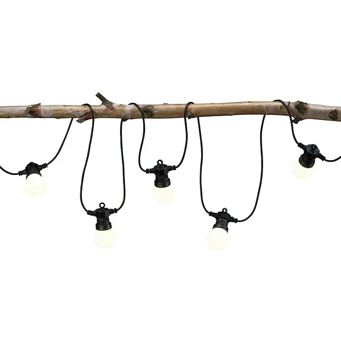 Paulmann Plug & Shine LED-Lichterkette - Außen, Lichtfarbe: Warmweiß, Anzahl Leuchtmittel: 7 Stk. - Dekorative Lichterkette mit warmweißen Glühbirnen, aufgehängt an einem Ast. Ideal für eine gemütliche Atmosphäre im Garten oder auf der Terrasse.