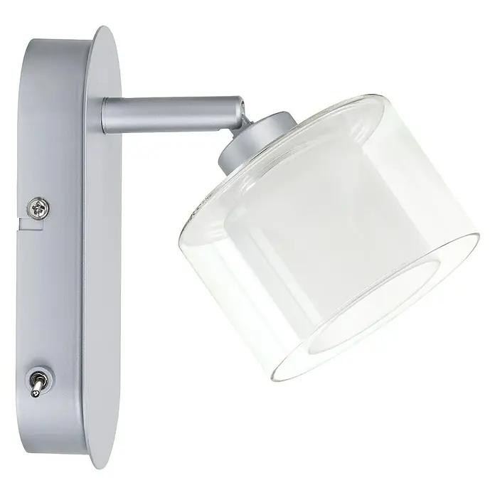 Paulmann DecoSystems Pantalla de lámpara Twice - Ø x Al: 10 x 7 cm, Transparente, Vidrio, Redonda - Lámpara de pared moderna con brazo plateado y pantalla de vidrio cónica, ideal para interiores elegantes.