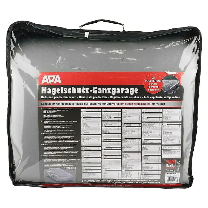APA Hagelschutzplane - L x B x H: 431 x 165 x 119 cm - Hagelschutz-Ganzgarage von APA, bietet zuverlässigen Schutz vor Hagel und Wetter. Mit Polsterung auf der Fahrzeugoberseite für zusätzlichen Schutz.