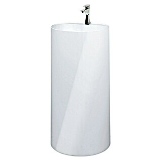 Camargue Lavabo Rondo Minera (Ø x Al: 45 x 90 cm, Orificios para grifo: Medio, Con desbordamiento, Blanco)