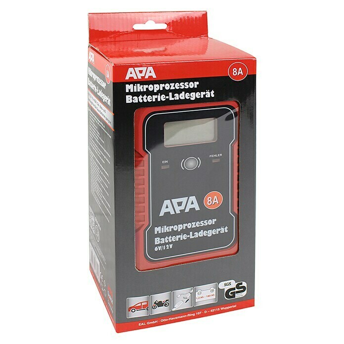 APA Batterie-Ladegerät Mikroprozessor 6/12V 8A (Ausgangsspannung: 6/12 V,  Ladestrom: 8 A)