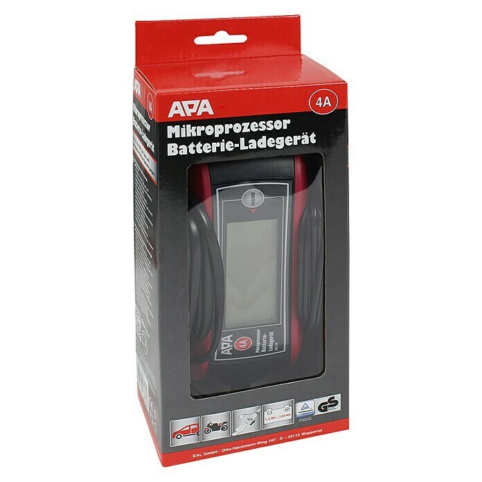 APA Batterie-Ladegerät mit Kabelaufroller (Ladestrom: 4 A, AGM