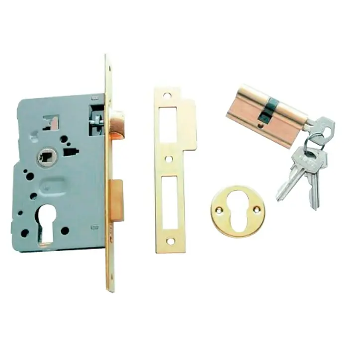 Tesa Assa Abloy Cerradura de embutir 2010P 50HN - Apto para: Puertas de madera, Cerradura para puertas de interior - Un conjunto completo de cerradura de embutir que incluye cuerpo de cerradura, placa de cierre, cilindro y llaves. Ideal para una instalación segura.