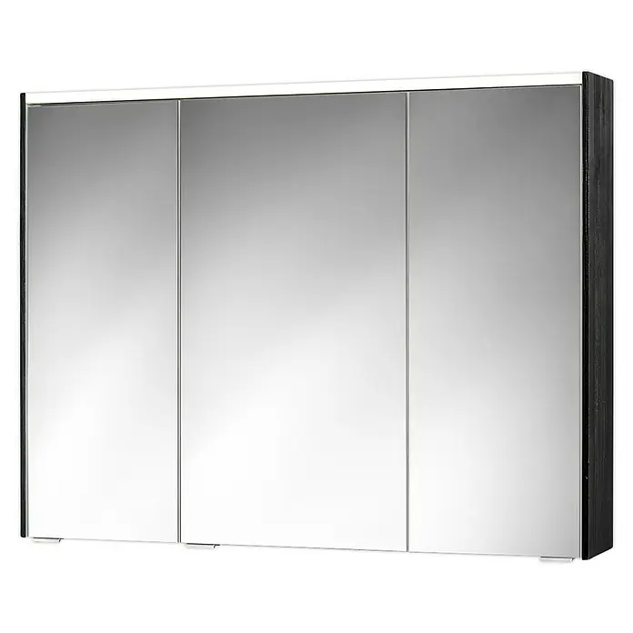 Sieper LED-Spiegelschrank KHX 100 - B x H: 100 x 74 cm, Holz, Schwarz/Weiß - Dieser Spiegelschrank mit drei Türen bietet praktischen Stauraum und eine elegante Optik für jedes Badezimmer.