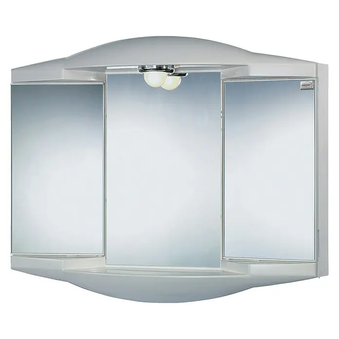Sieper Spiegelschrank Chico GLB x H: 62 x 52,6 cm, Silber - Dreitüriger Spiegelschrank mit integrierter Beleuchtung und Ablagefläche. Ideal für jedes Badezimmer.